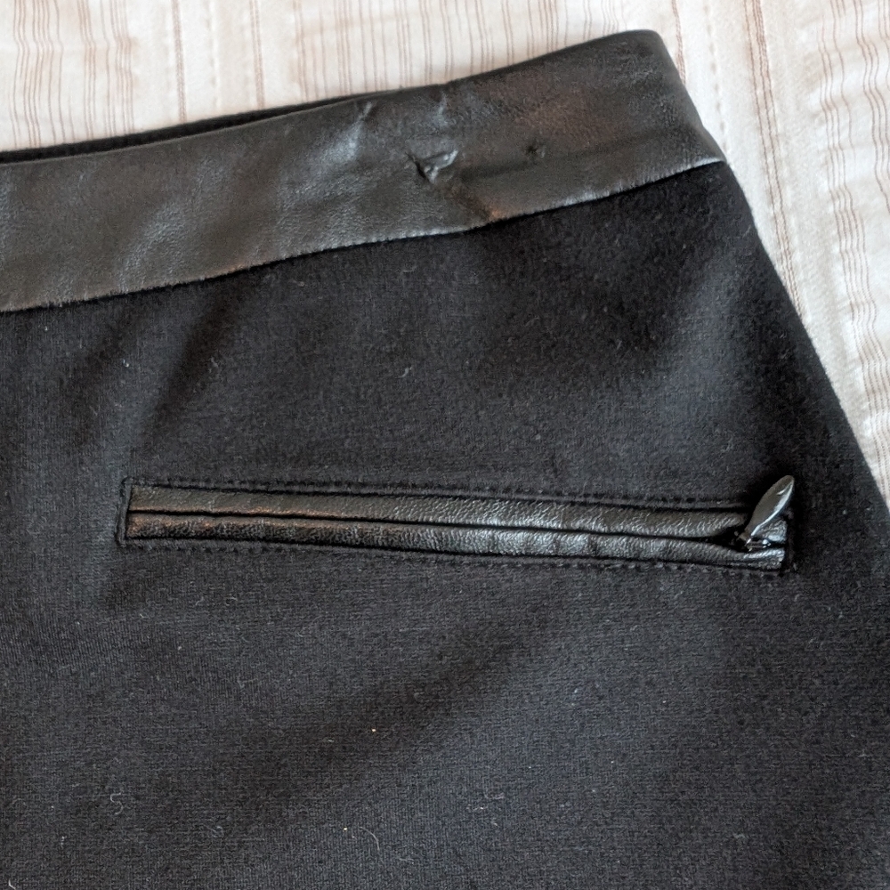 Talbots Black Pencil Skirt with Faux Leather Accents - Picture 2 of 6